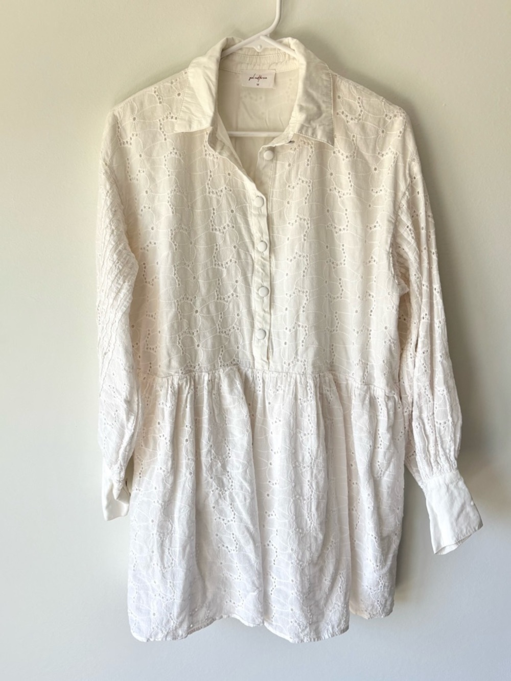 Girl and The Sun White Eyelet Lace Long Sleeve Mini Dress Graduation Bridal